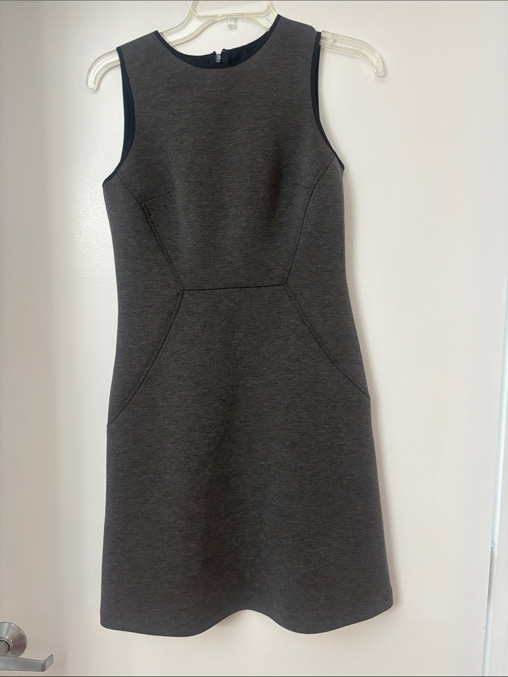 Sleeveless Charcoal Mini Dress with Sculpted Seams